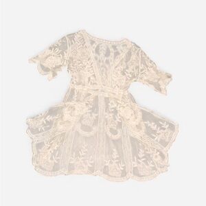 Ivory Lace Overlay Cover-Up - Elegant Floral Design